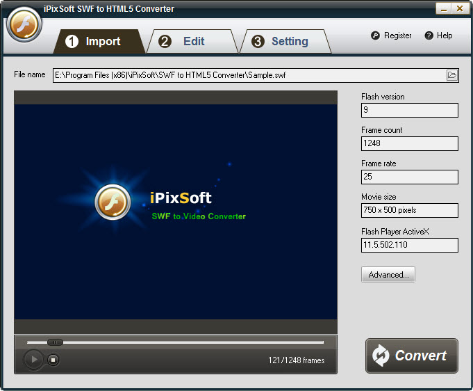 iPixSoft SWF to HTML5 Converter screenshot